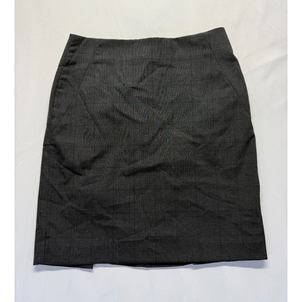 Banana‎ Republic Straight & Pencil Skirt Womens 2 Gray Textured Plaid Back Zip
